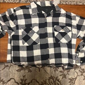 Black and White Plaid Button-Up Shirt